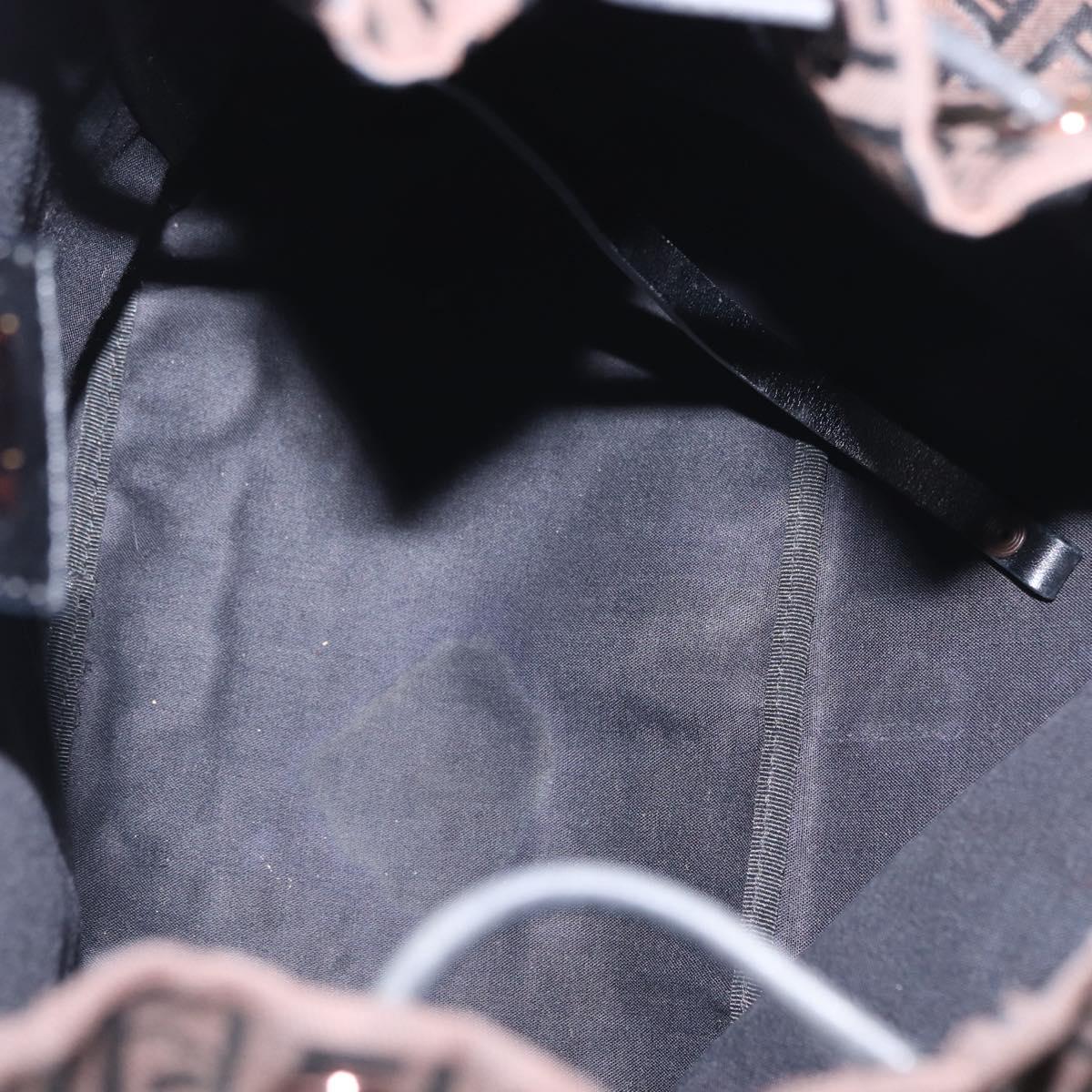 FENDI Zucchino Canvas Backpack Brown Black Auth 151350