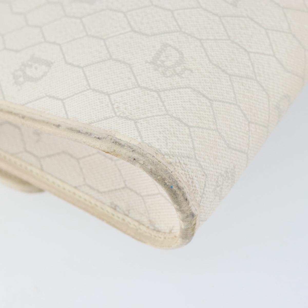 Christian Dior Honeycomb Canvas Shoulder Bag PVC Gold White Auth 151351