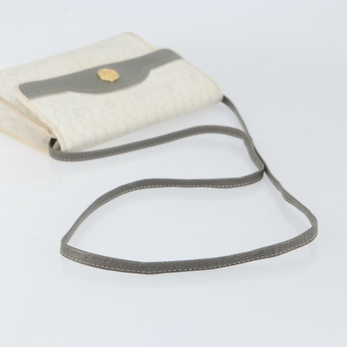 Christian Dior Honeycomb Canvas Shoulder Bag PVC Gold White Auth 151351