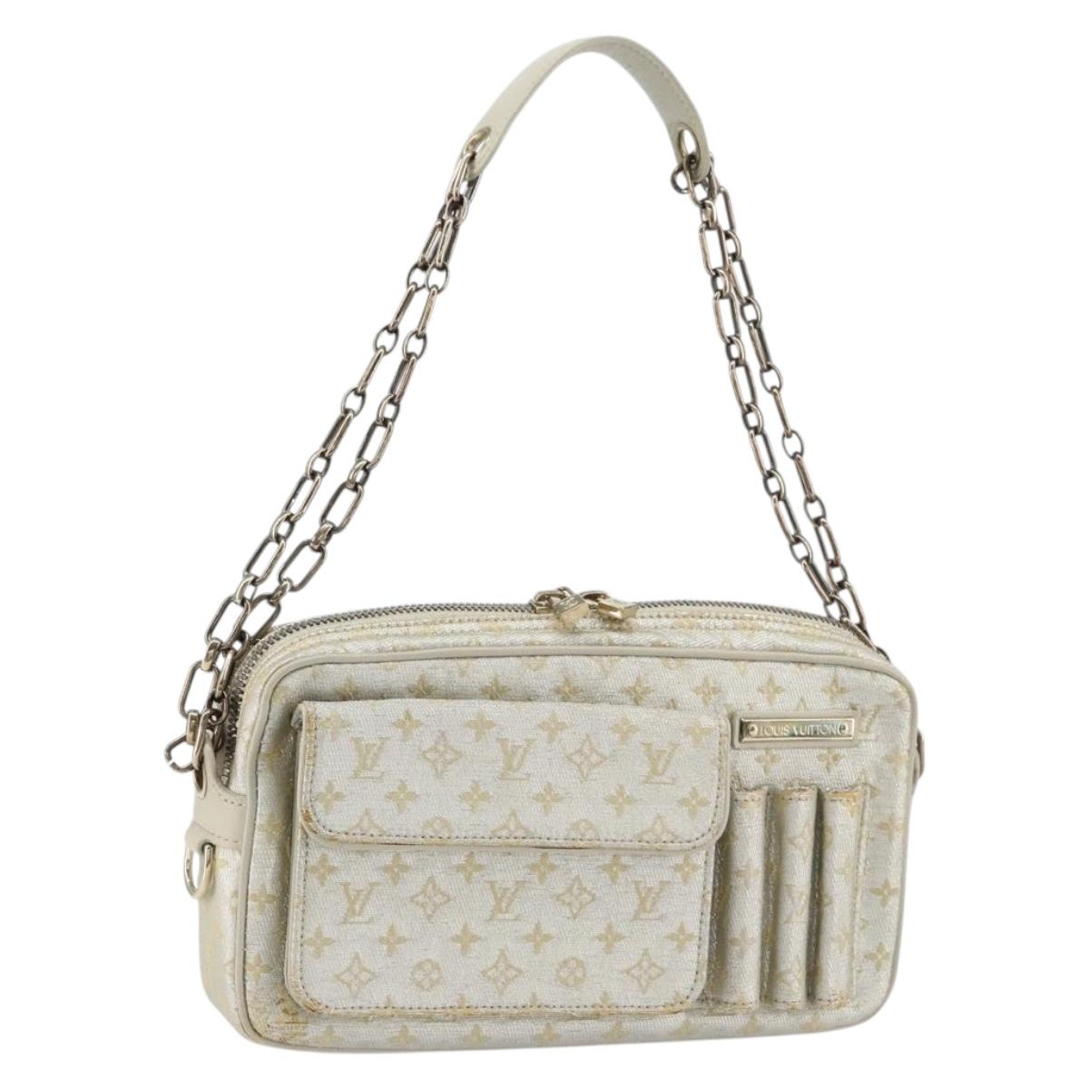 LOUIS VUITTON Monogram Shine Chain McKenna Bag Silver M92362 LV Auth 151359A