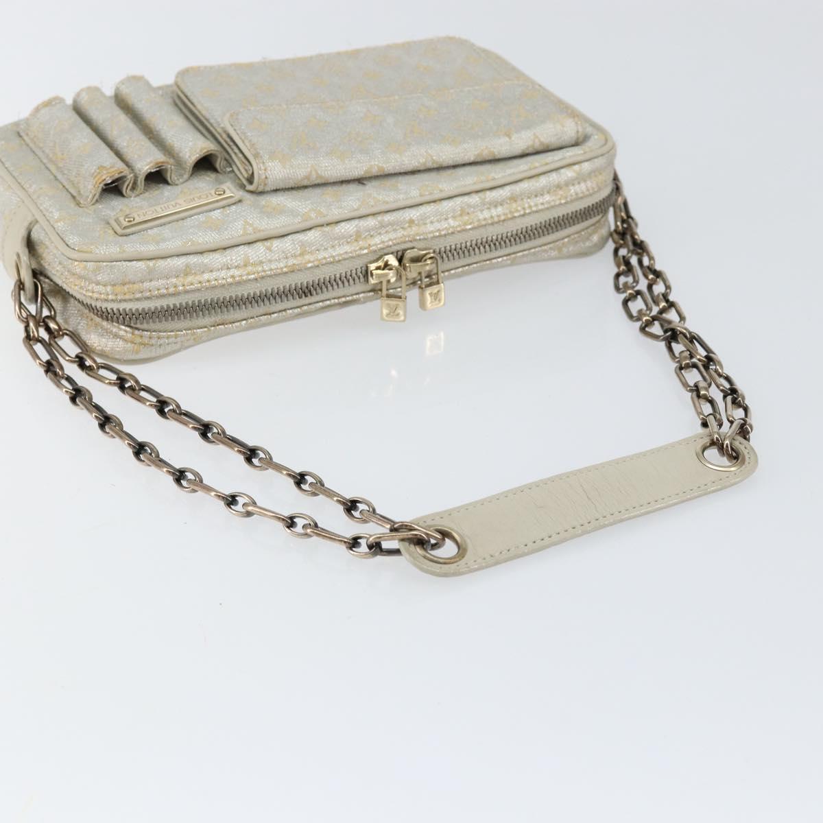 LOUIS VUITTON Monogram Shine Chain McKenna Bag Silver M92362 LV Auth 151359