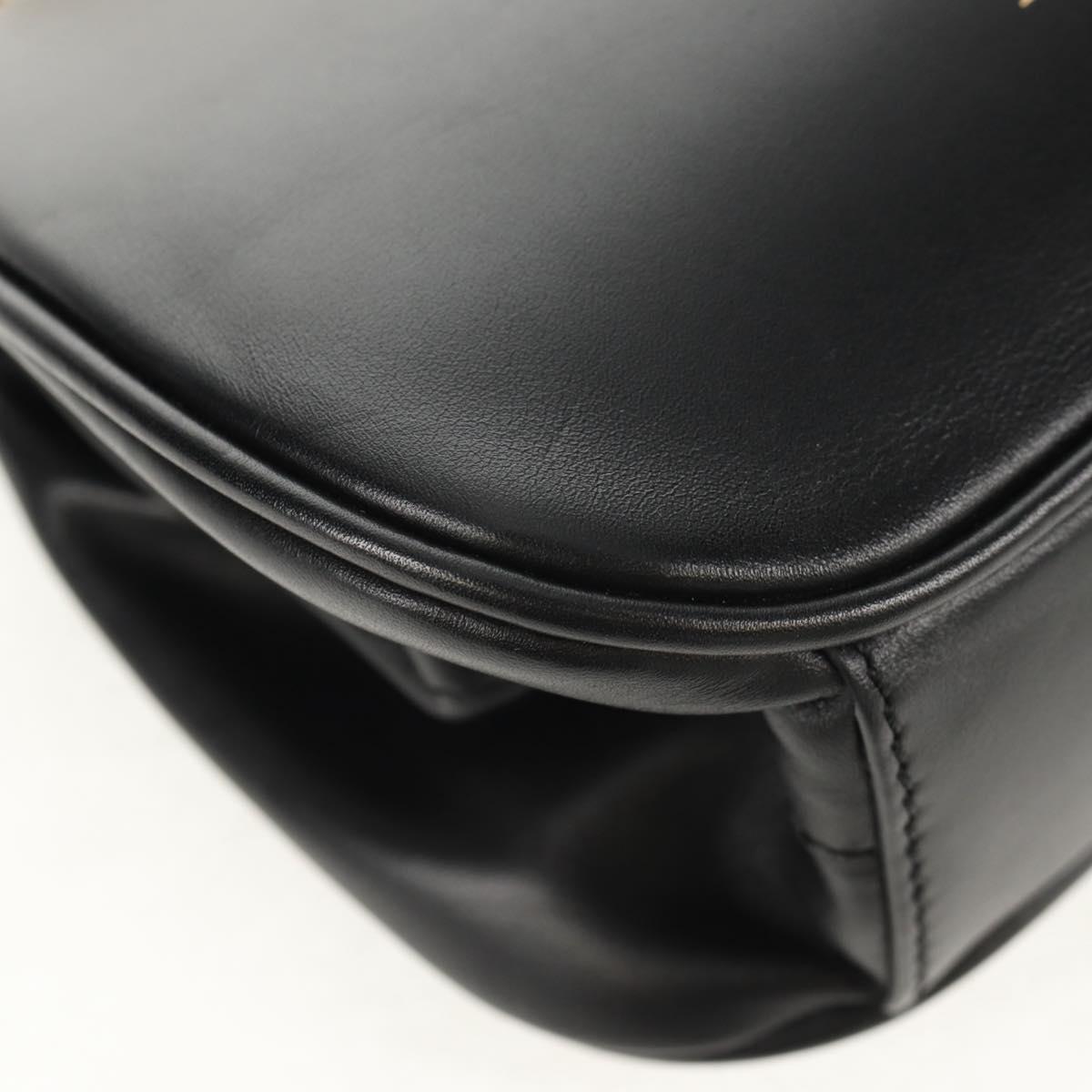 BURBERRY Shoulder Bag Leather Black Gold Auth 151361AV