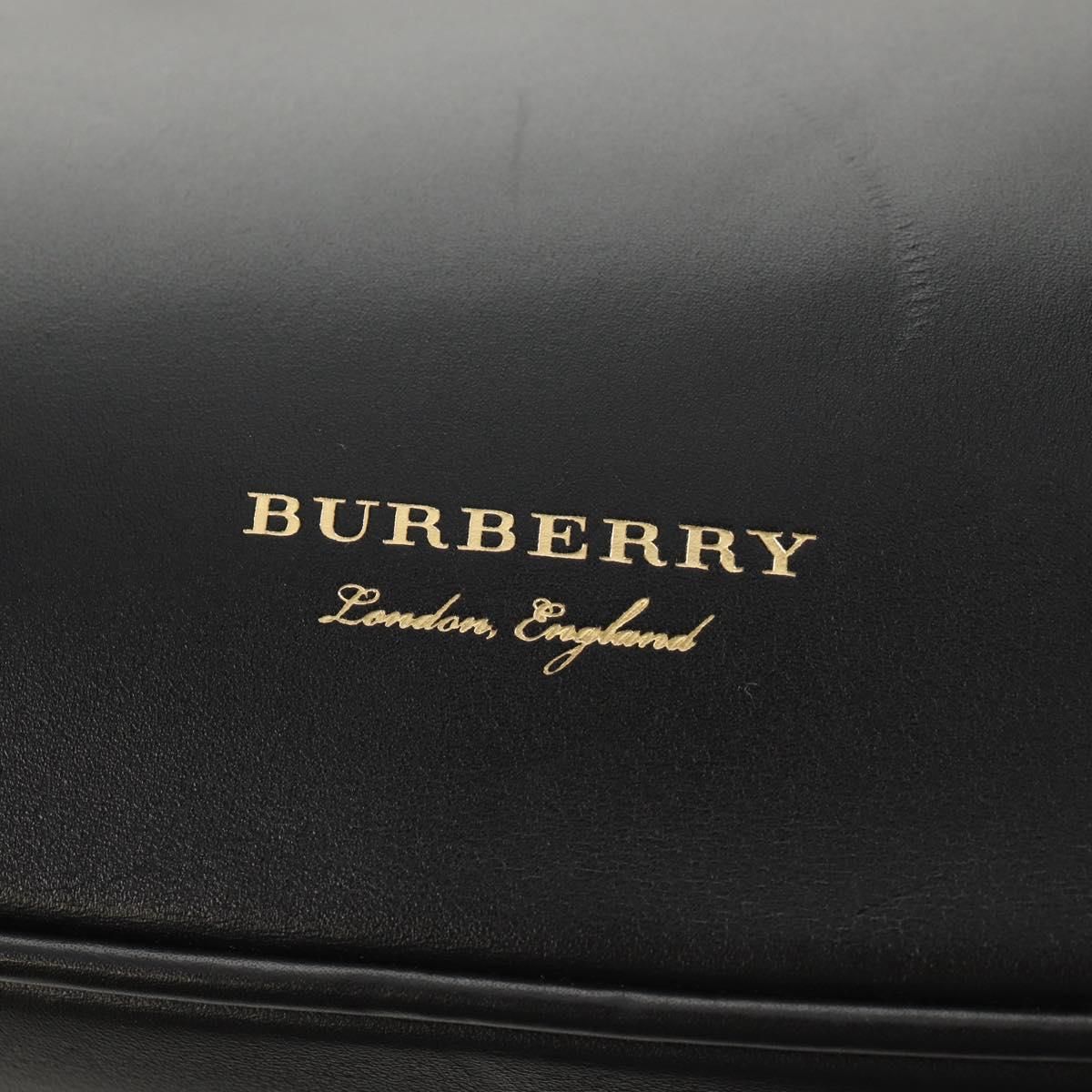 BURBERRY Shoulder Bag Leather Black Gold Auth 151361AV