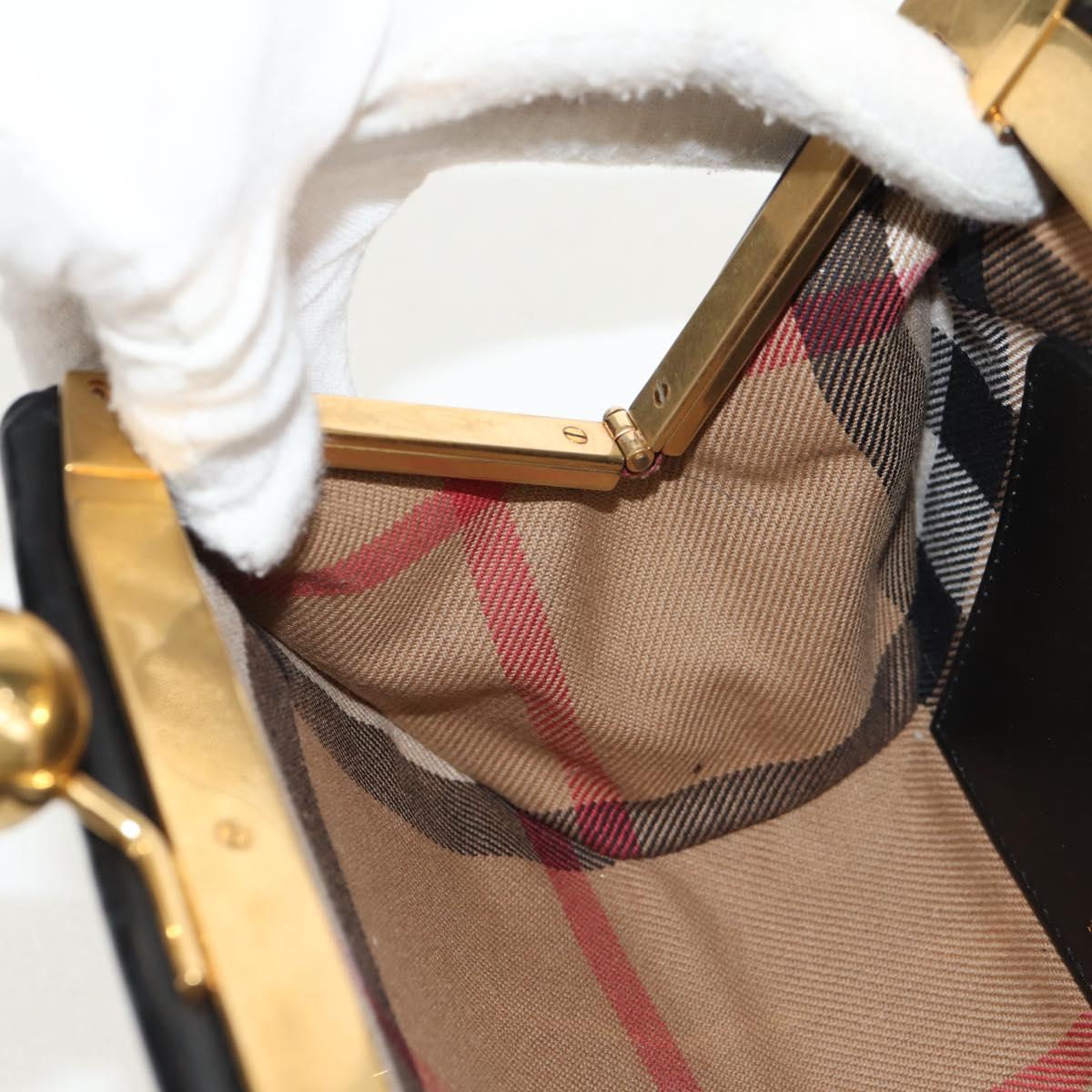 BURBERRY Shoulder Bag Leather Black Gold Auth 151361AV