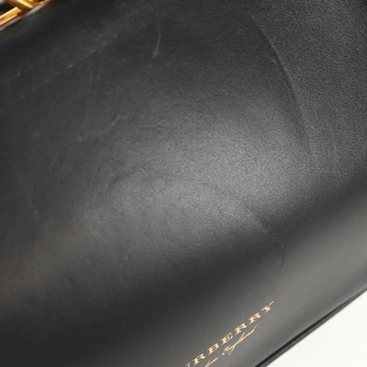 BURBERRY Shoulder Bag Leather Black Gold Auth 151361AV