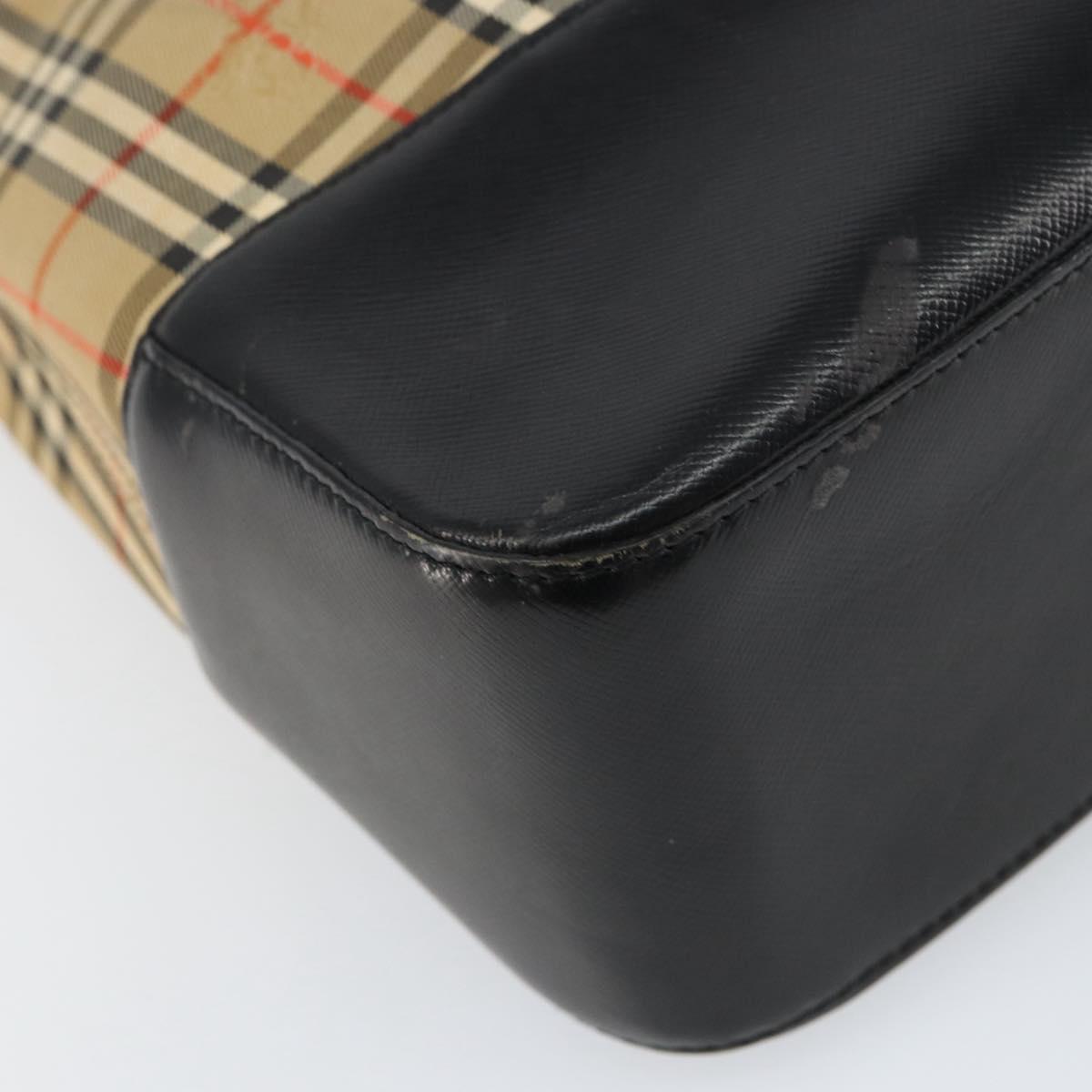 BURBERRY Nova Check Tote Bag Canvas Leather Beige Gold Auth 151362