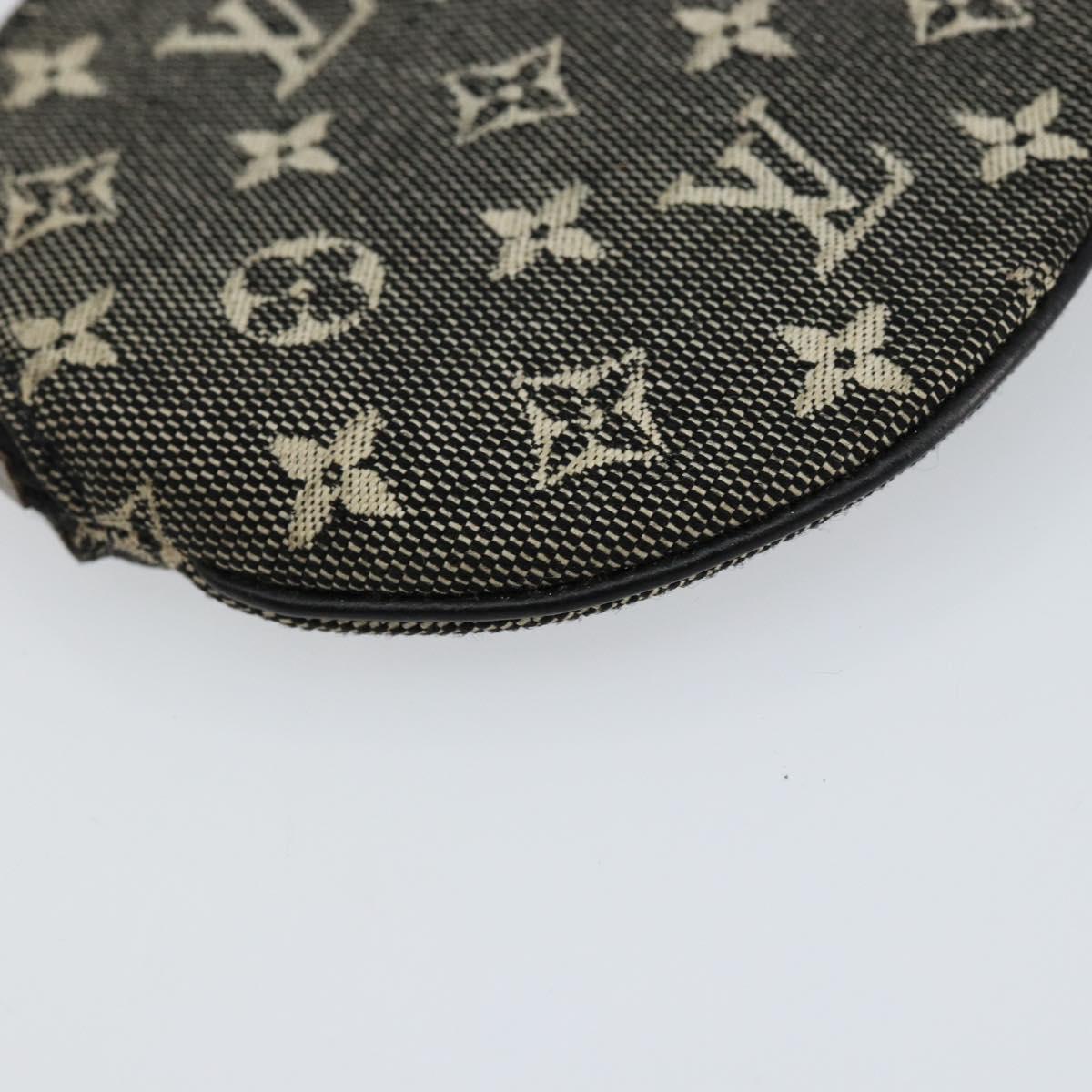LOUIS VUITTON Mini Lin Porte Monnaie Round Coin Purse Black M92453 Auth 151364