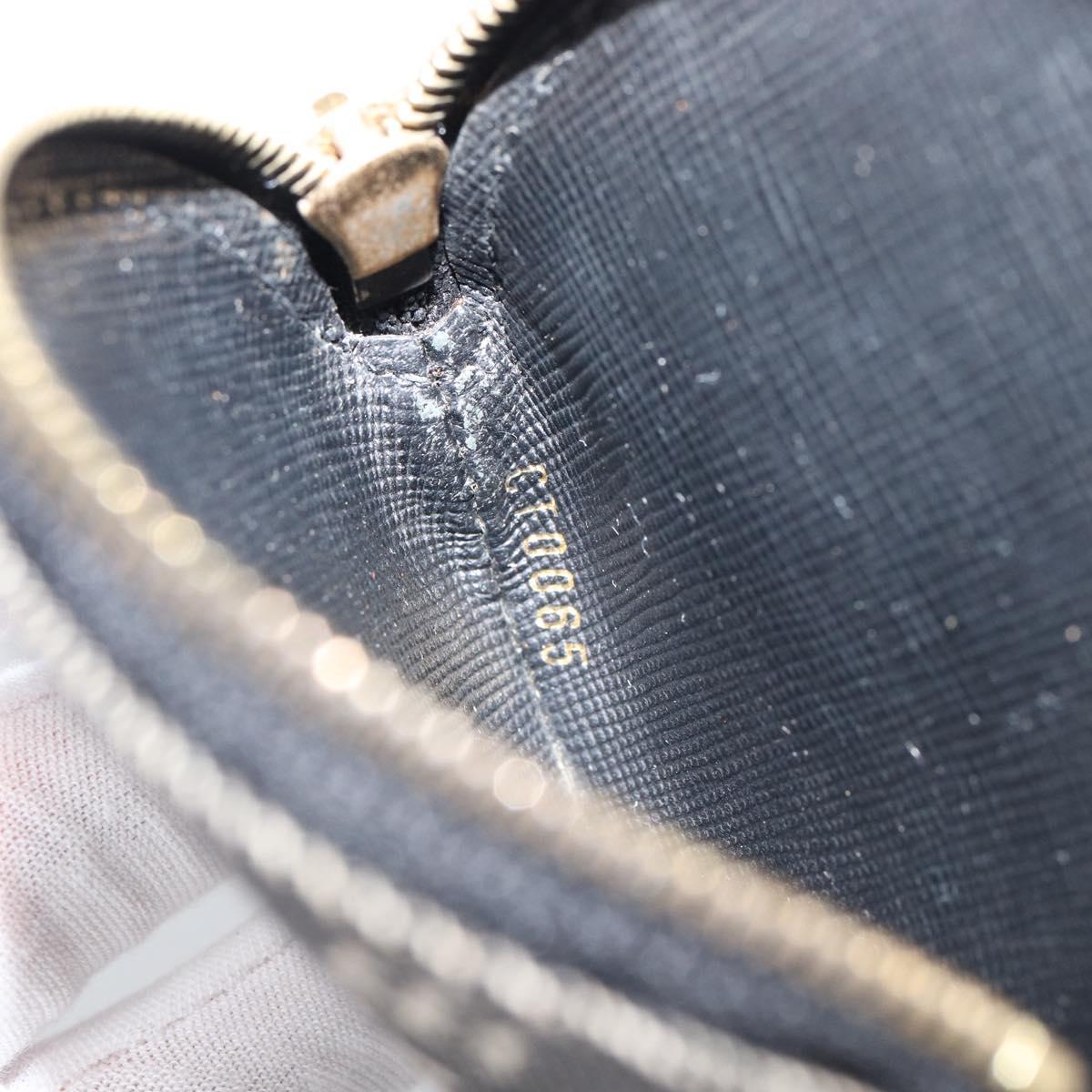 LOUIS VUITTON Mini Lin Porte Monnaie Round Coin Purse Black M92453 Auth 151364