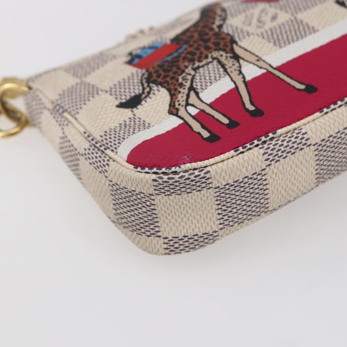 LOUIS VUITTON Azur Giraffe Mini Pochette Accessoires N62200 LV Auth 151369SAM