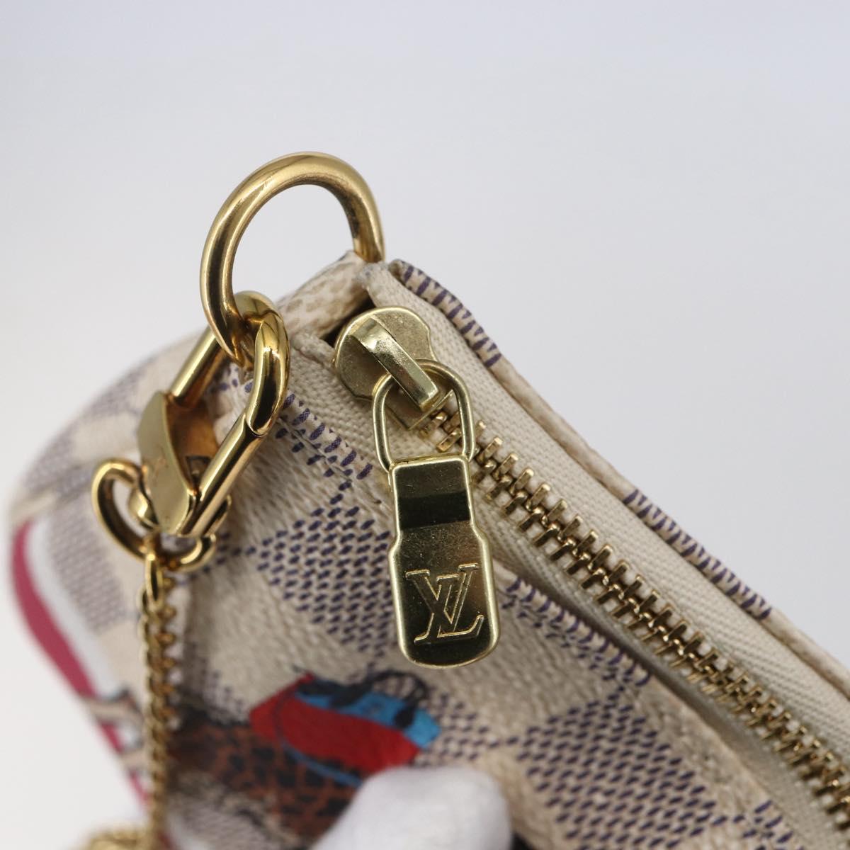 LOUIS VUITTON Azur Giraffe Mini Pochette Accessoires N62200 LV Auth 151369SAM