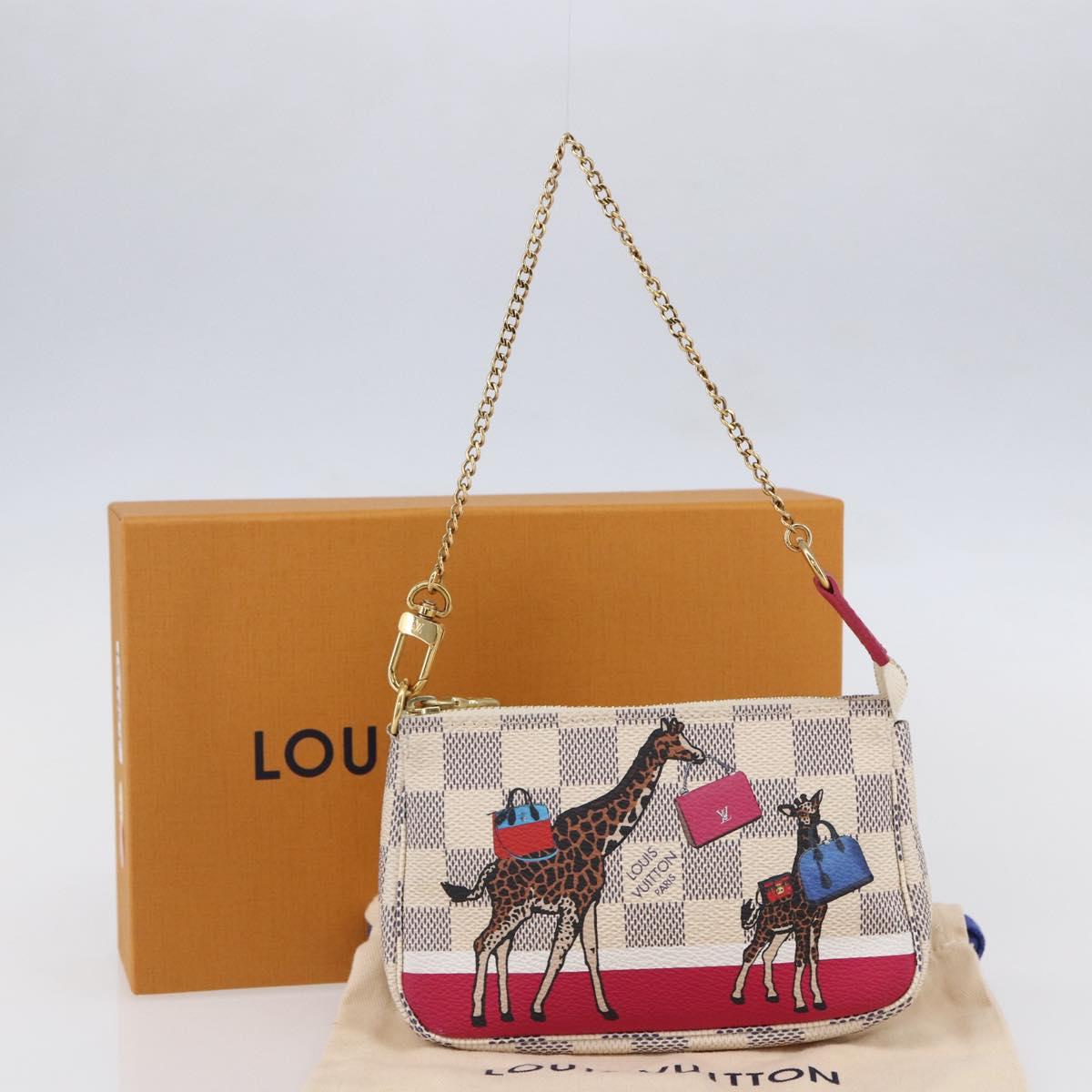 LOUIS VUITTON Azur Giraffe Mini Pochette Accessoires N62200 LV Auth 151369SAM