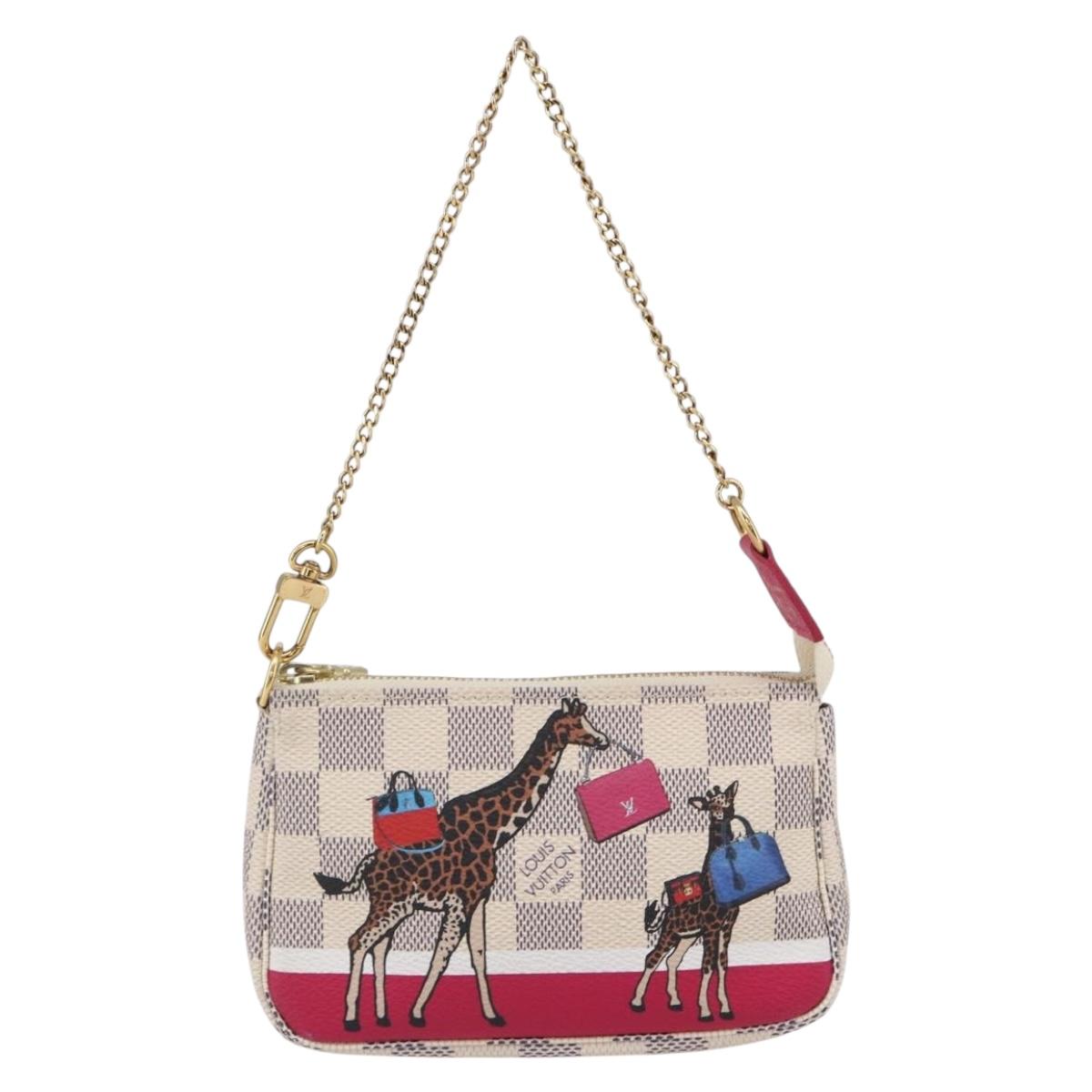 LOUIS VUITTON Azur Giraffe Mini Pochette Accessoires N62200 LV Auth 151369SAM