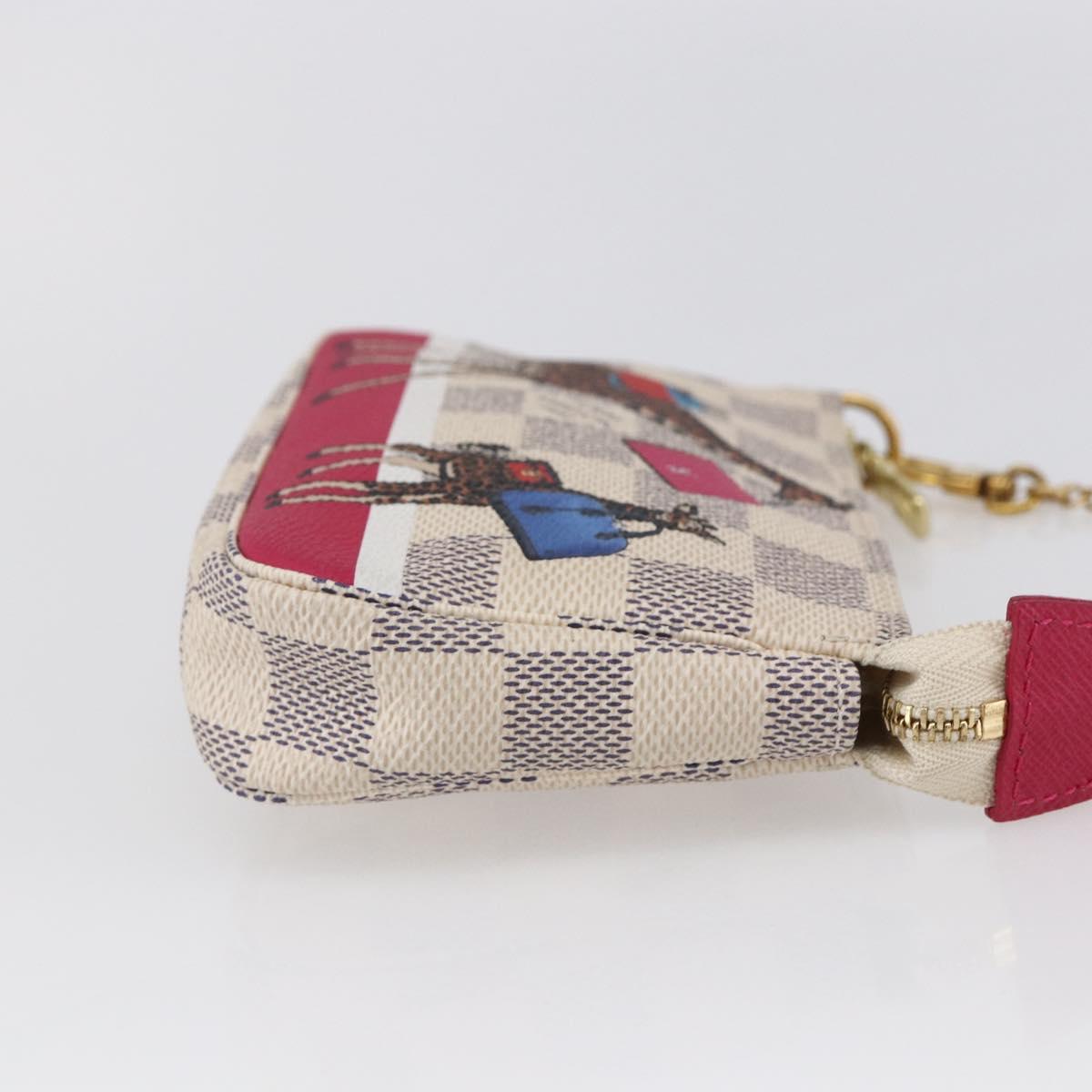 LOUIS VUITTON Azur Giraffe Mini Pochette Accessoires N62200 LV Auth 151369SAM