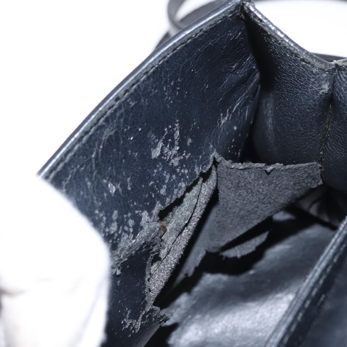 Salvatore Ferragamo Gancini Hand Bag Leather 2way Black Gold Auth 151370