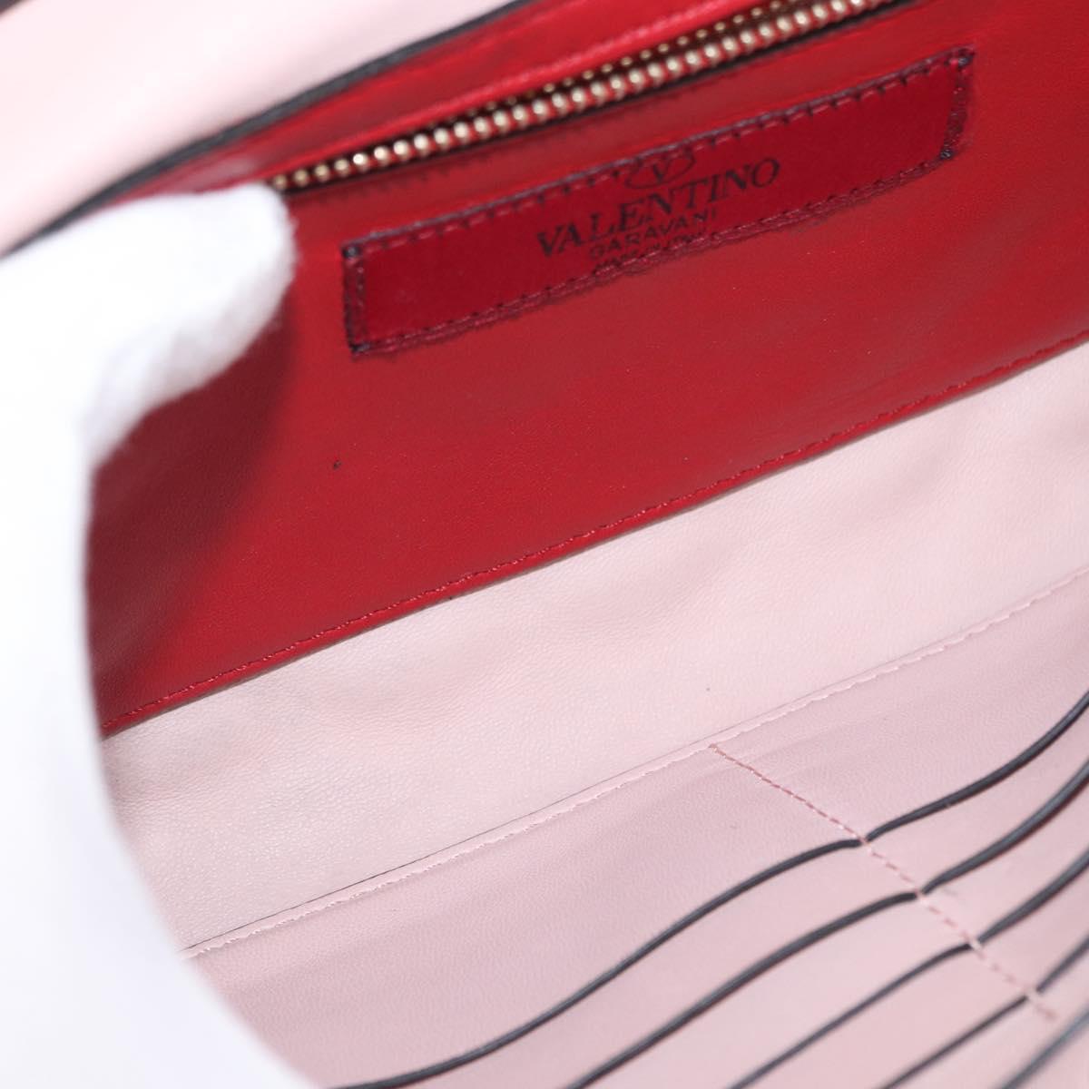 VALENTINO Chain Shoulder Bag Leather Pink Gold Auth 151371