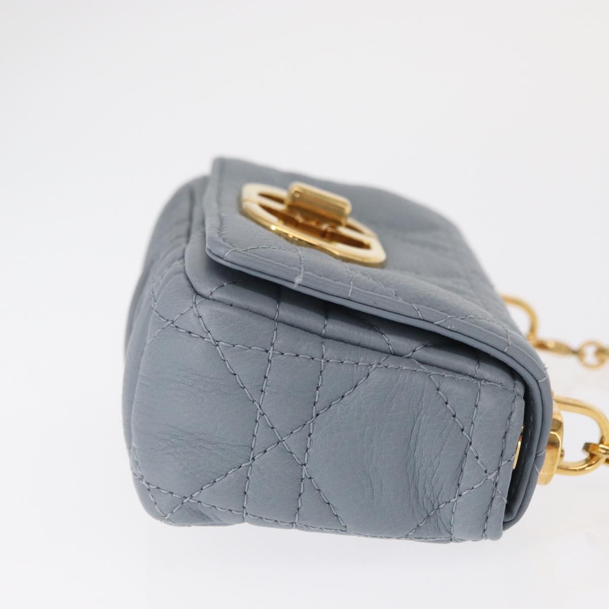Christian Dior Canage Chain Dior Caro Bag Leather Blue Gold Auth 151372SAM