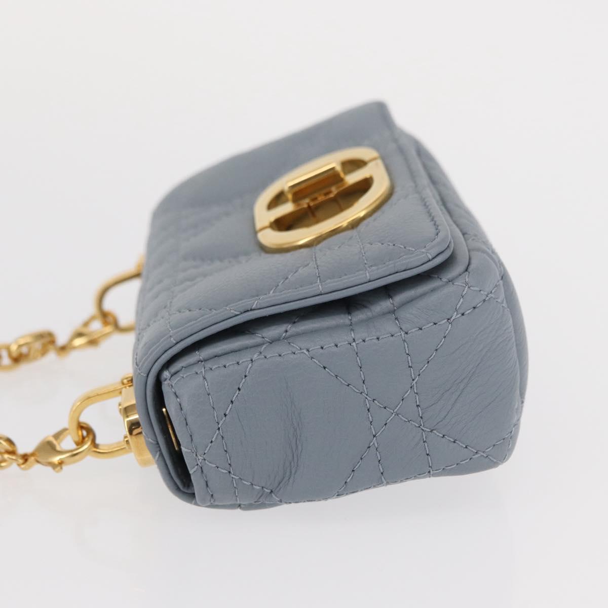 Christian Dior Canage Chain Dior Caro Bag Leather Blue Gold Auth 151372SAM