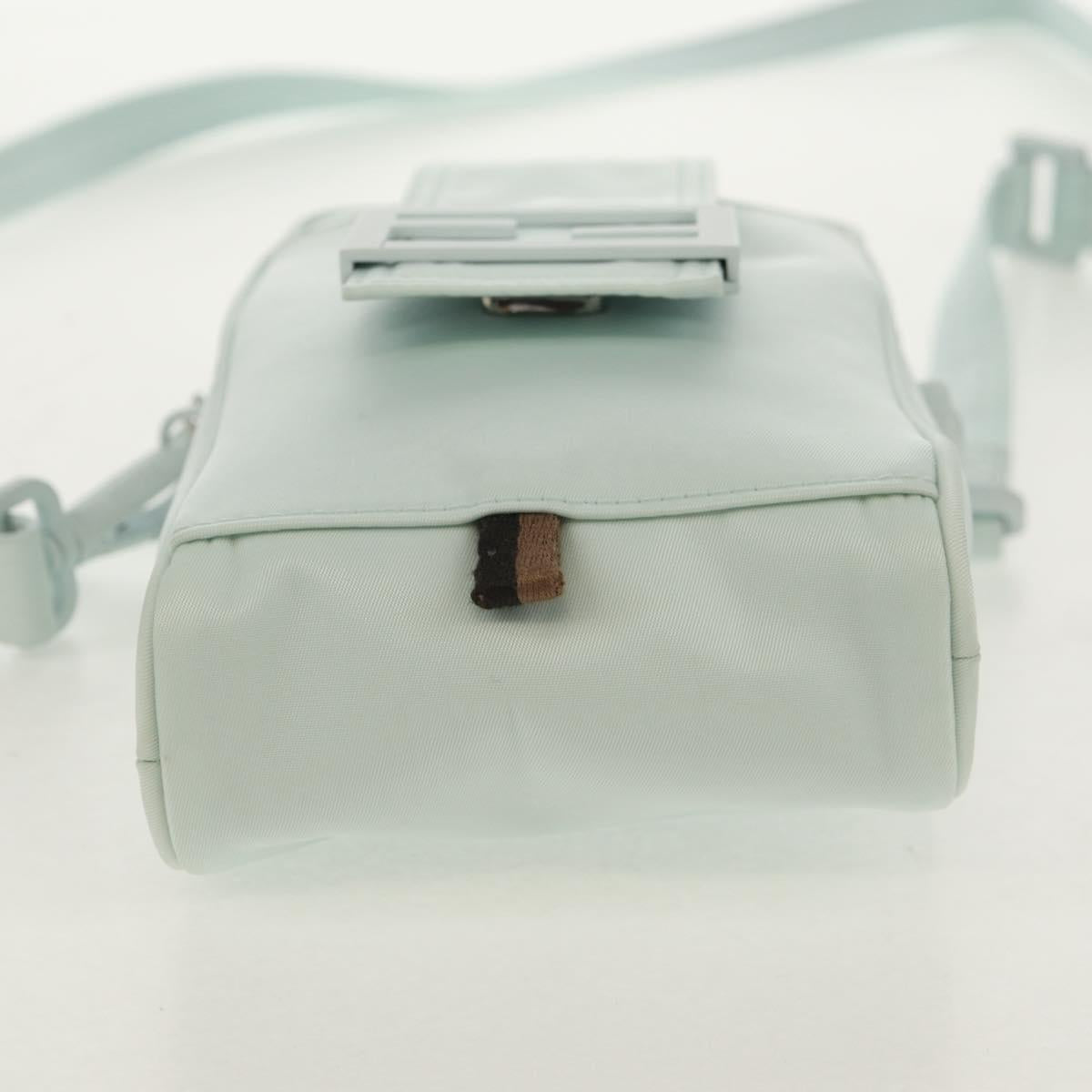 FENDI Baguette Phone Pouch Shoulder Bag Nylon Light Blue Auth 151373M