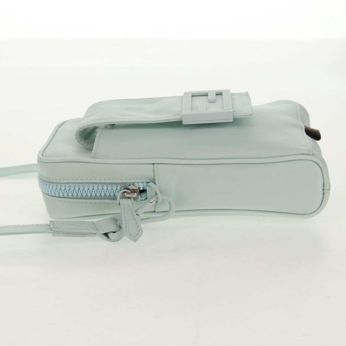 FENDI Baguette Phone Pouch Shoulder Bag Nylon Light Blue Auth 151373M