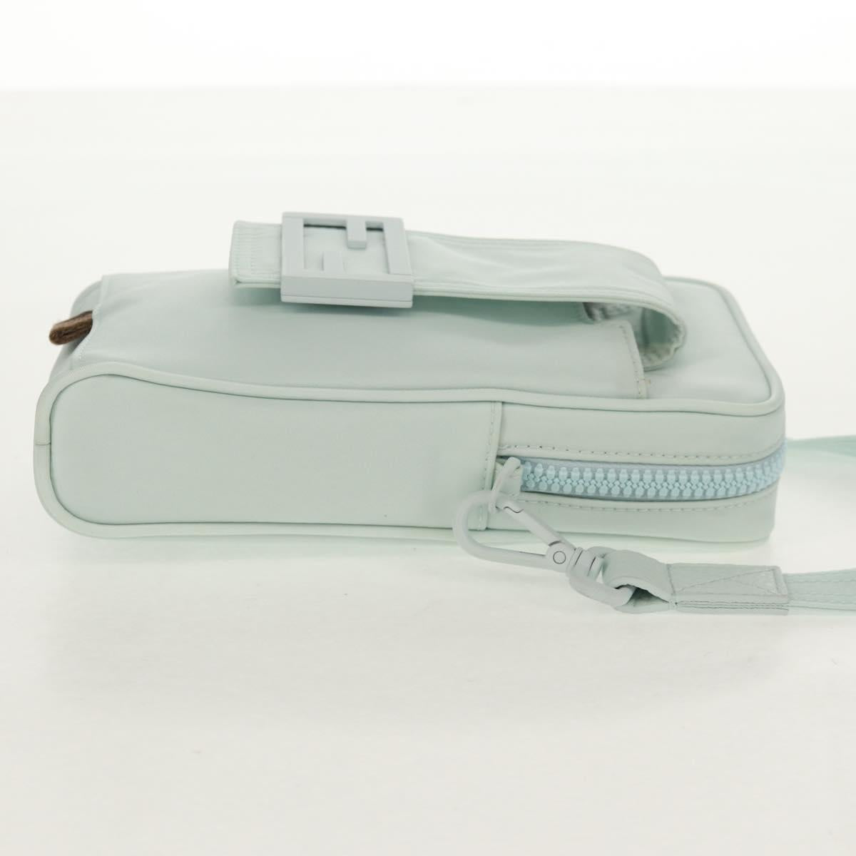 FENDI Baguette Phone Pouch Shoulder Bag Nylon Light Blue Auth 151373M