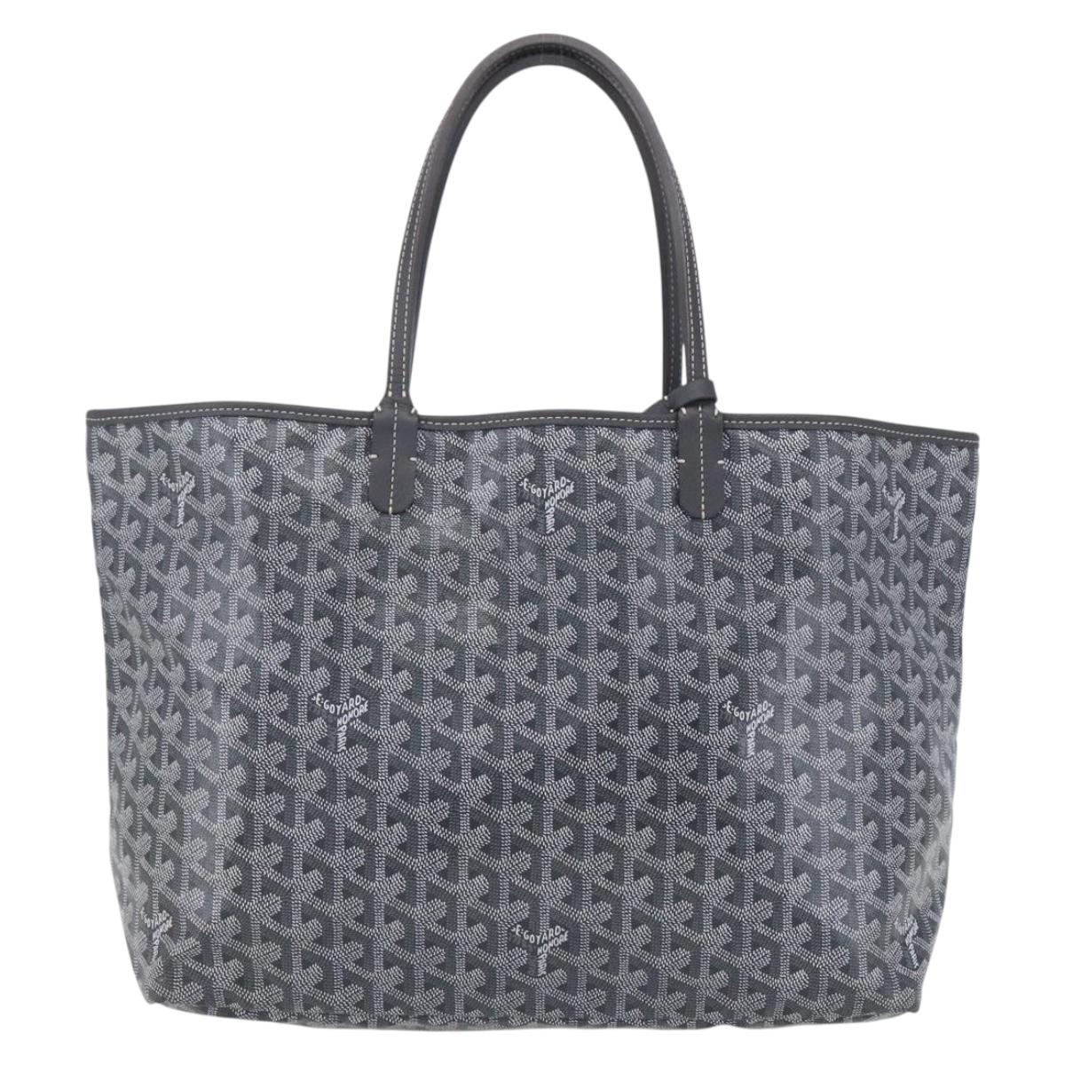 GOYARD Herringbone Saint Louis PM Tote Bag PVC Gray Auth 151375SM