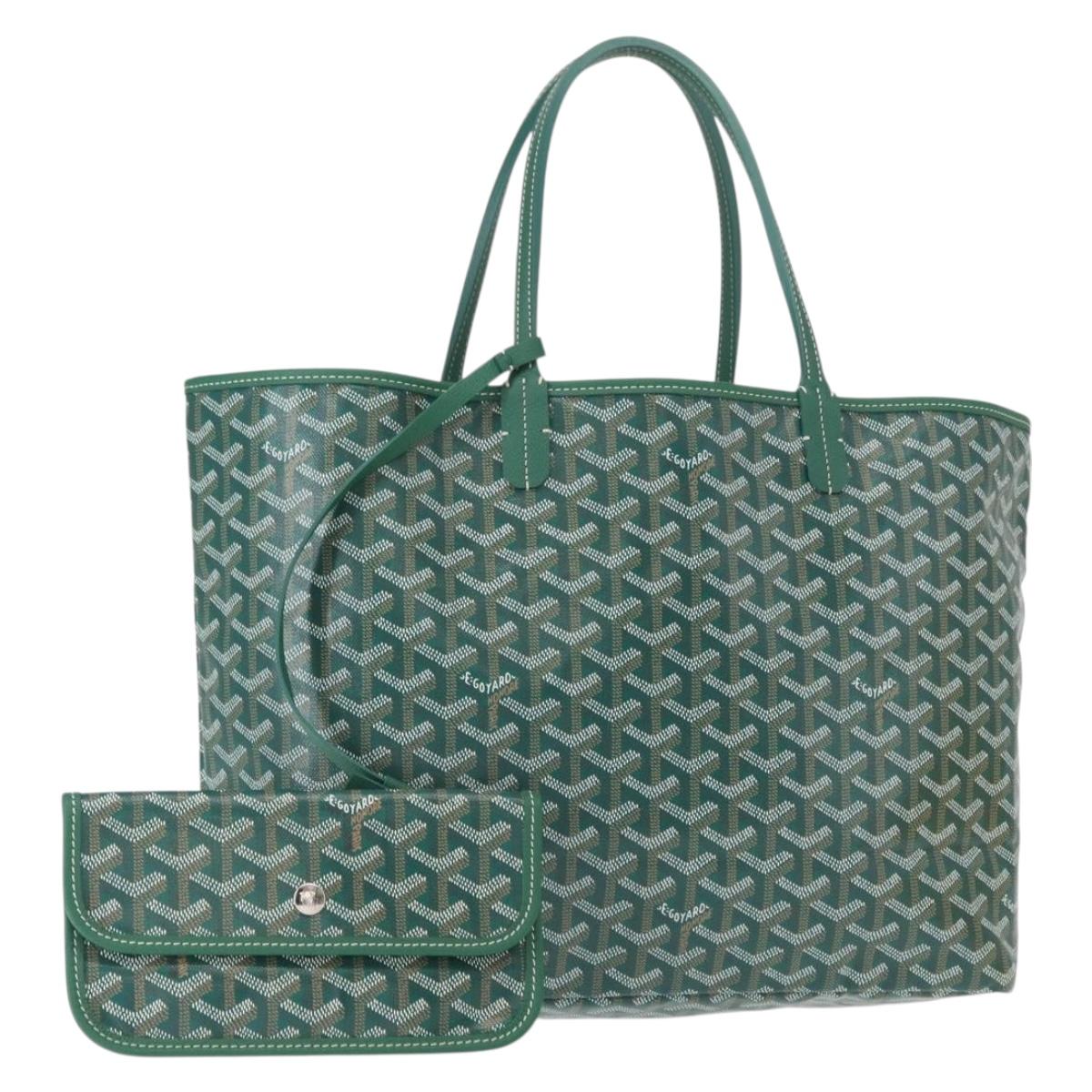 GOYARD Herringbone Saint Louis PM Tote Bag PVC Green Auth 151376SM