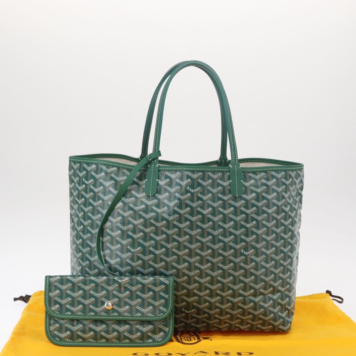GOYARD Herringbone Saint Louis PM Tote Bag PVC Green Auth 151376SM