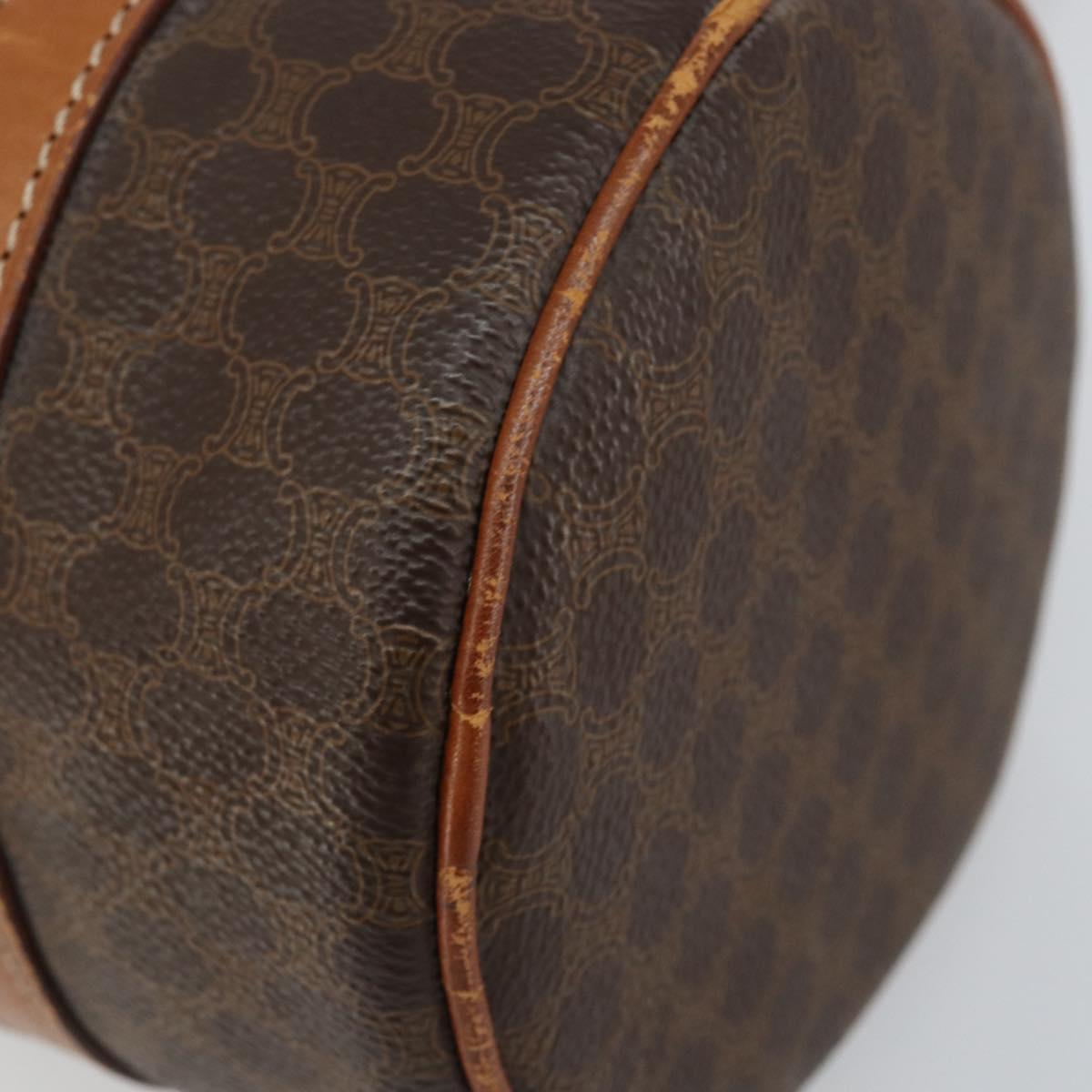 CELINE Macadam Canvas Hand Bag PVC Brown Gold Auth 151395