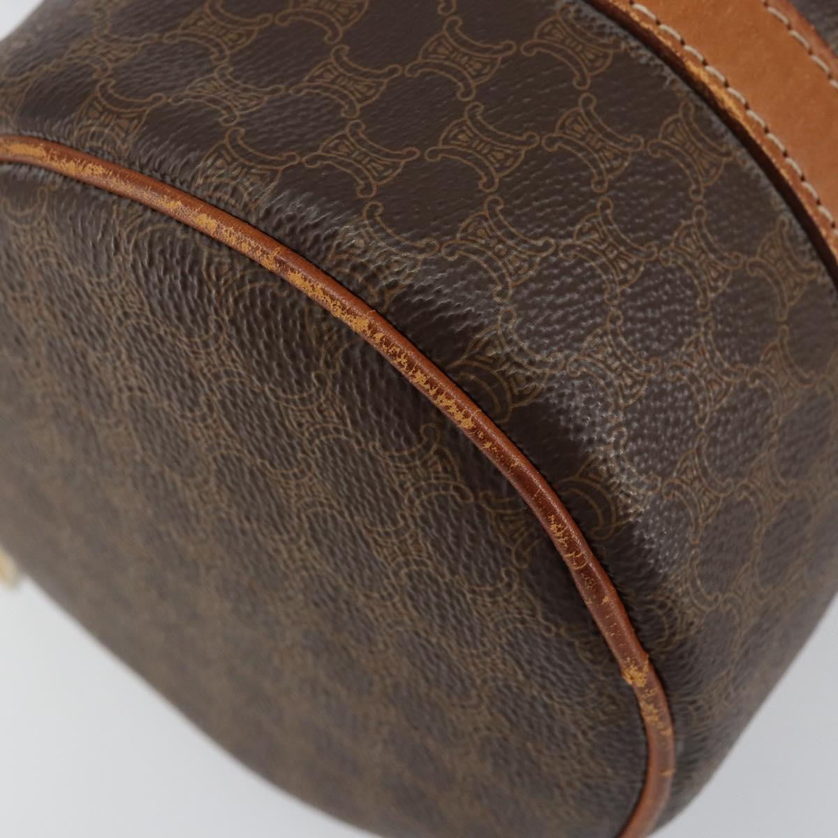 CELINE Macadam Canvas Hand Bag PVC Brown Gold Auth 151395