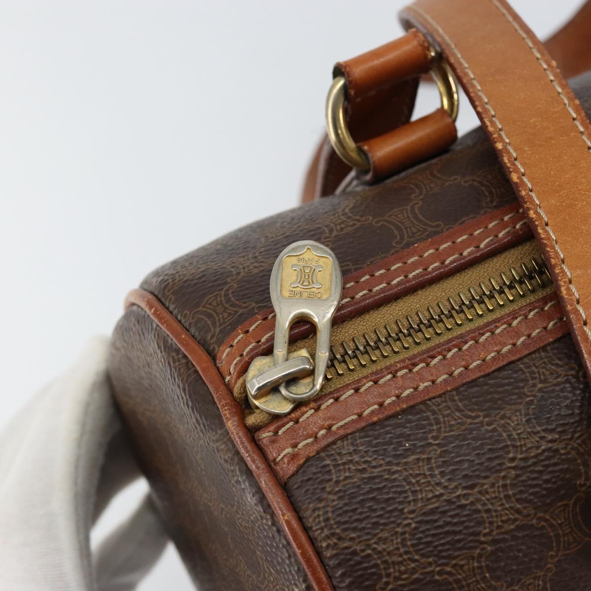 CELINE Macadam Canvas Hand Bag PVC Brown Gold Auth 151395