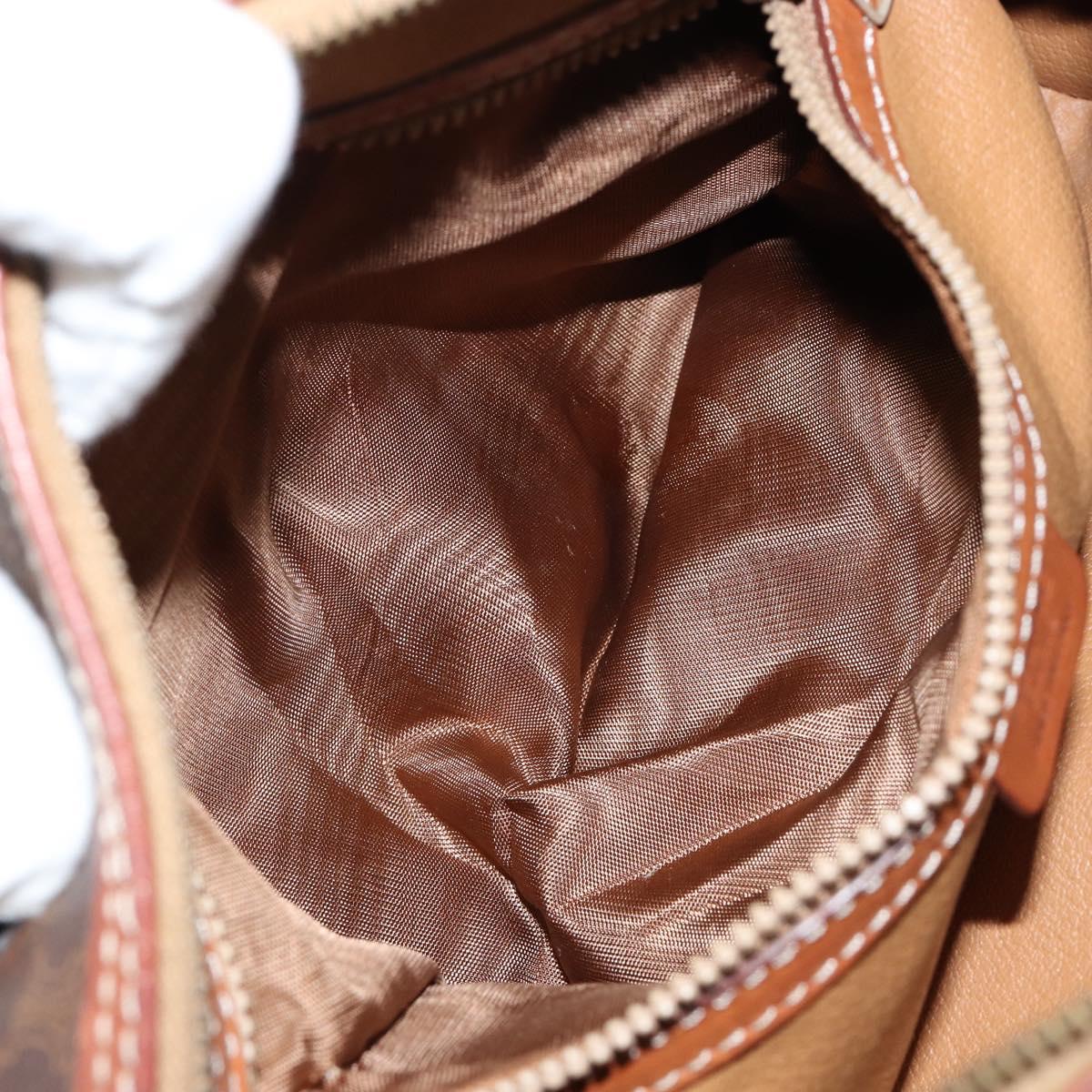 CELINE Macadam Canvas Hand Bag PVC Brown Gold Auth 151395
