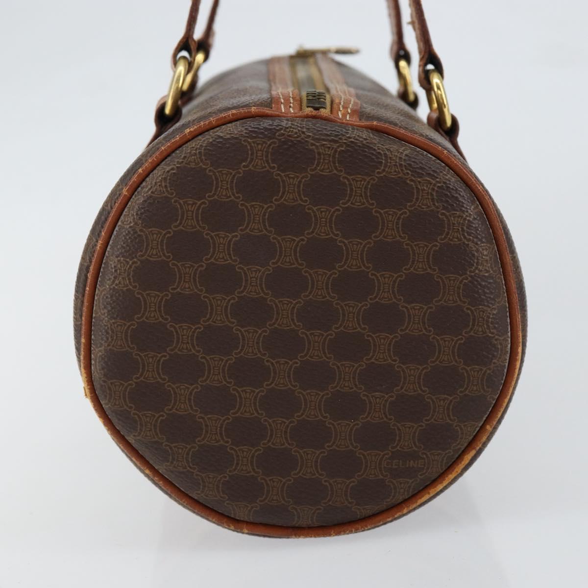 CELINE Macadam Canvas Hand Bag PVC Brown Gold Auth 151395