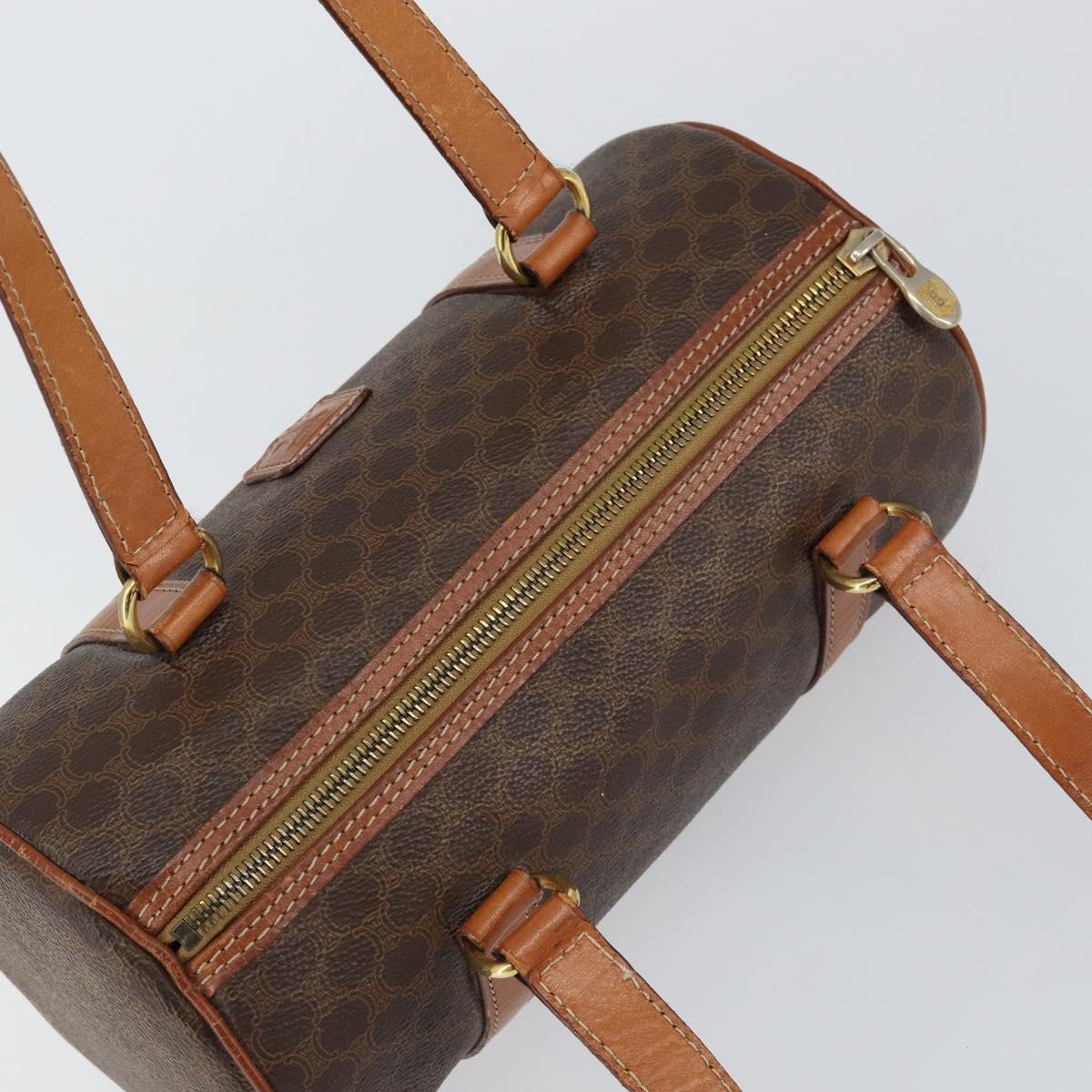 CELINE Macadam Canvas Hand Bag PVC Brown Gold Auth 151395