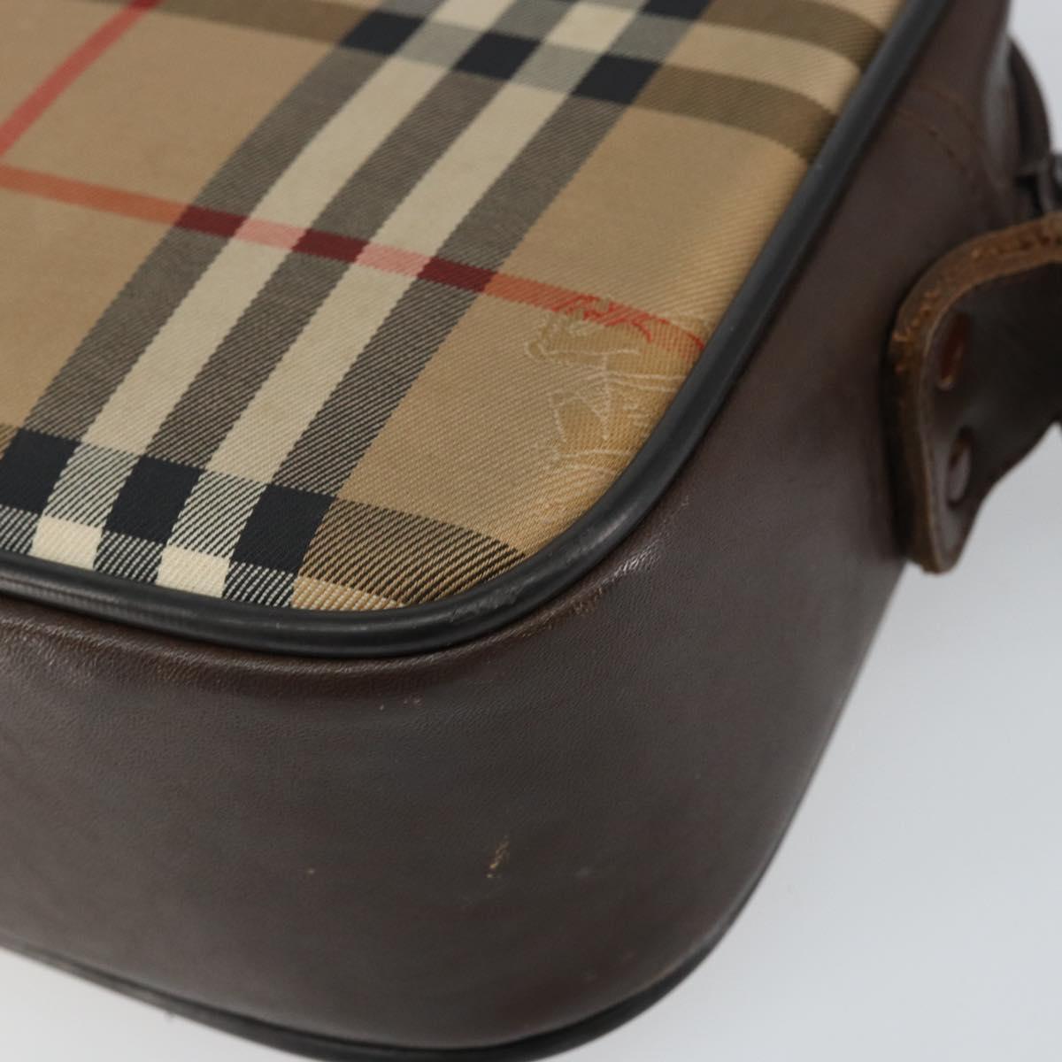 Burberrys Nova Check Shoulder Bag Canvas Beige Gold Auth 151396