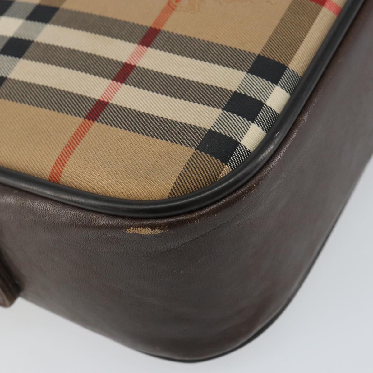 Burberrys Nova Check Shoulder Bag Canvas Beige Gold Auth 151396