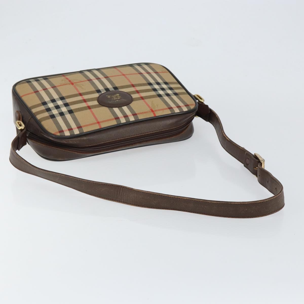 Burberrys Nova Check Shoulder Bag Canvas Beige Gold Auth 151396