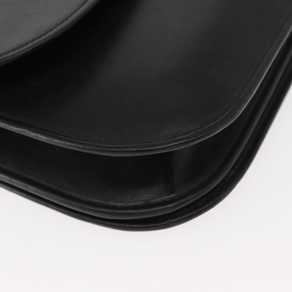 Christian Dior Shoulder Bag Leather Black Gold Auth 151397