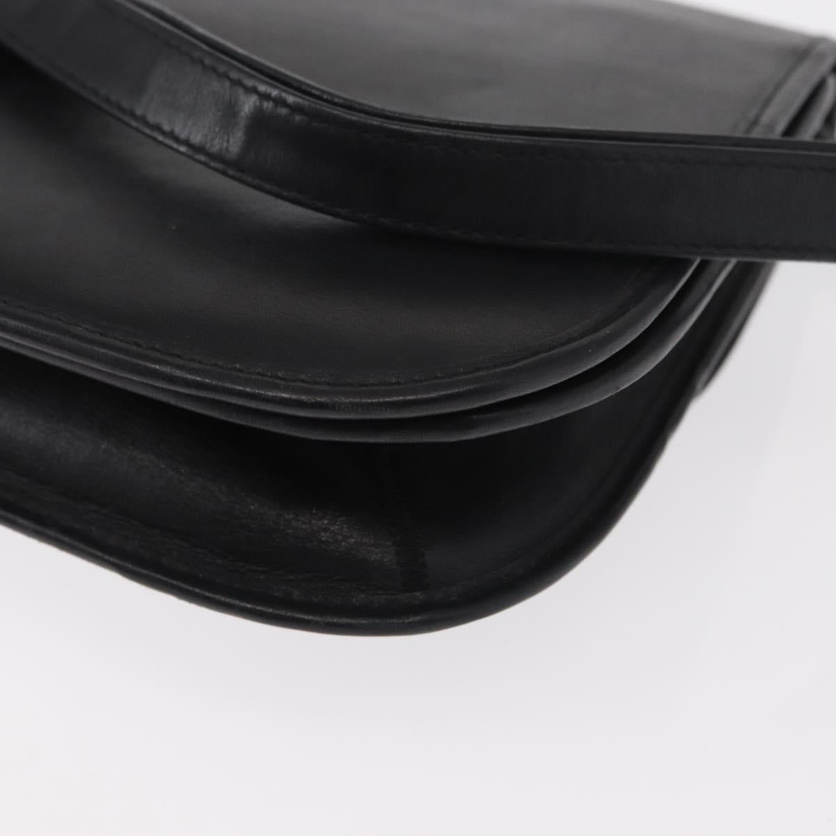 Christian Dior Shoulder Bag Leather Black Gold Auth 151397