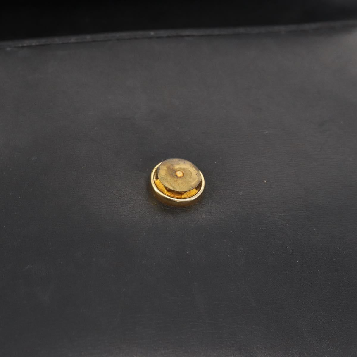 Christian Dior Shoulder Bag Leather Black Gold Auth 151397