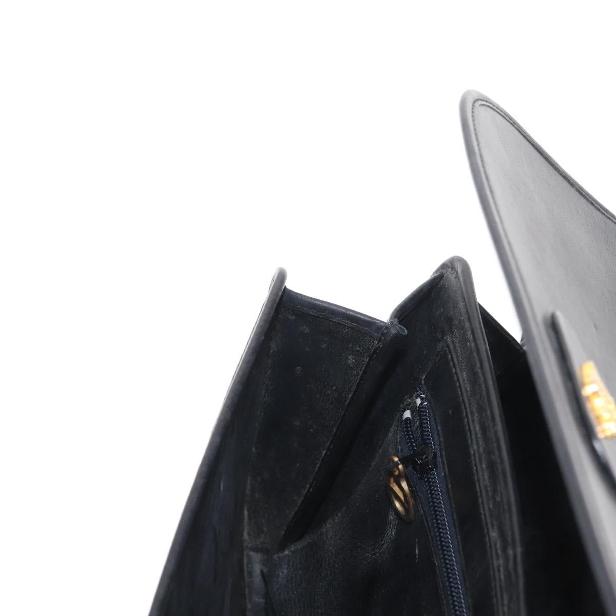 Christian Dior Shoulder Bag Leather Black Gold Auth 151397