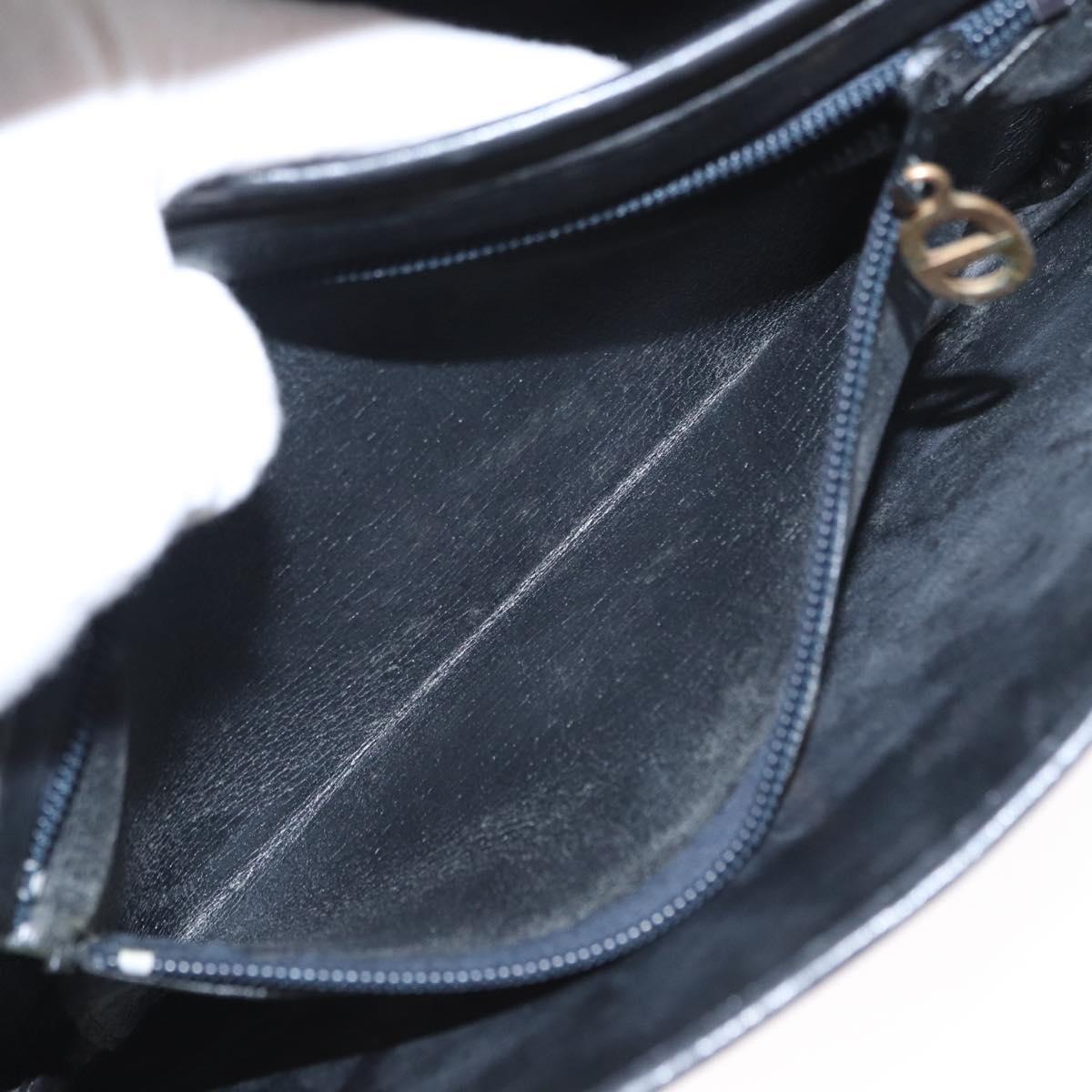 Christian Dior Shoulder Bag Leather Black Gold Auth 151397