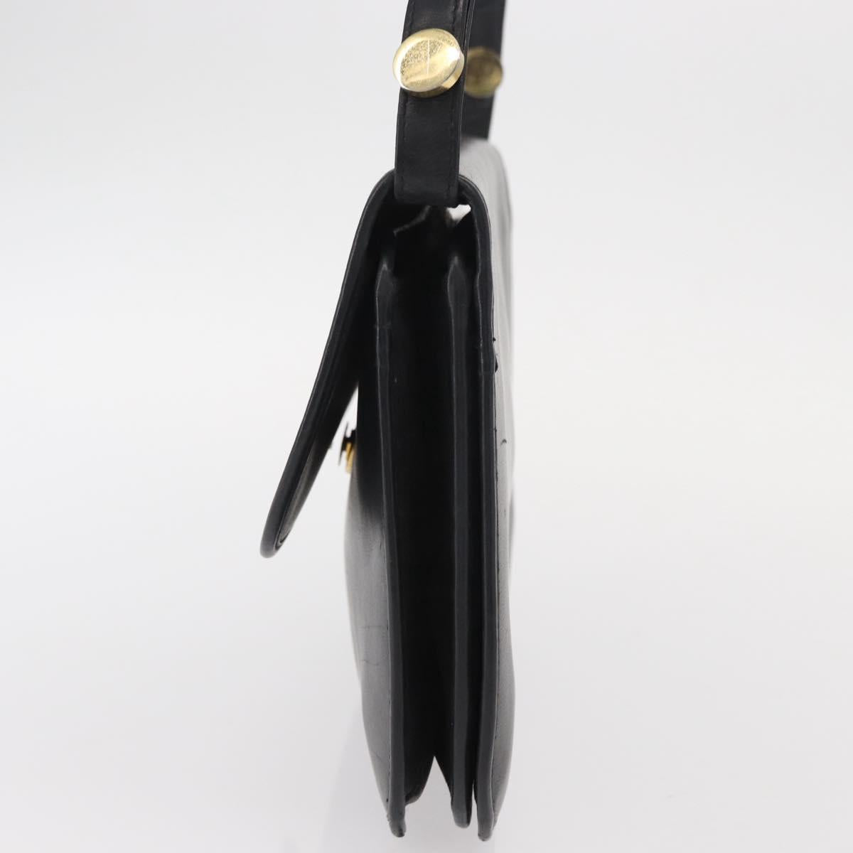 Christian Dior Shoulder Bag Leather Black Gold Auth 151397