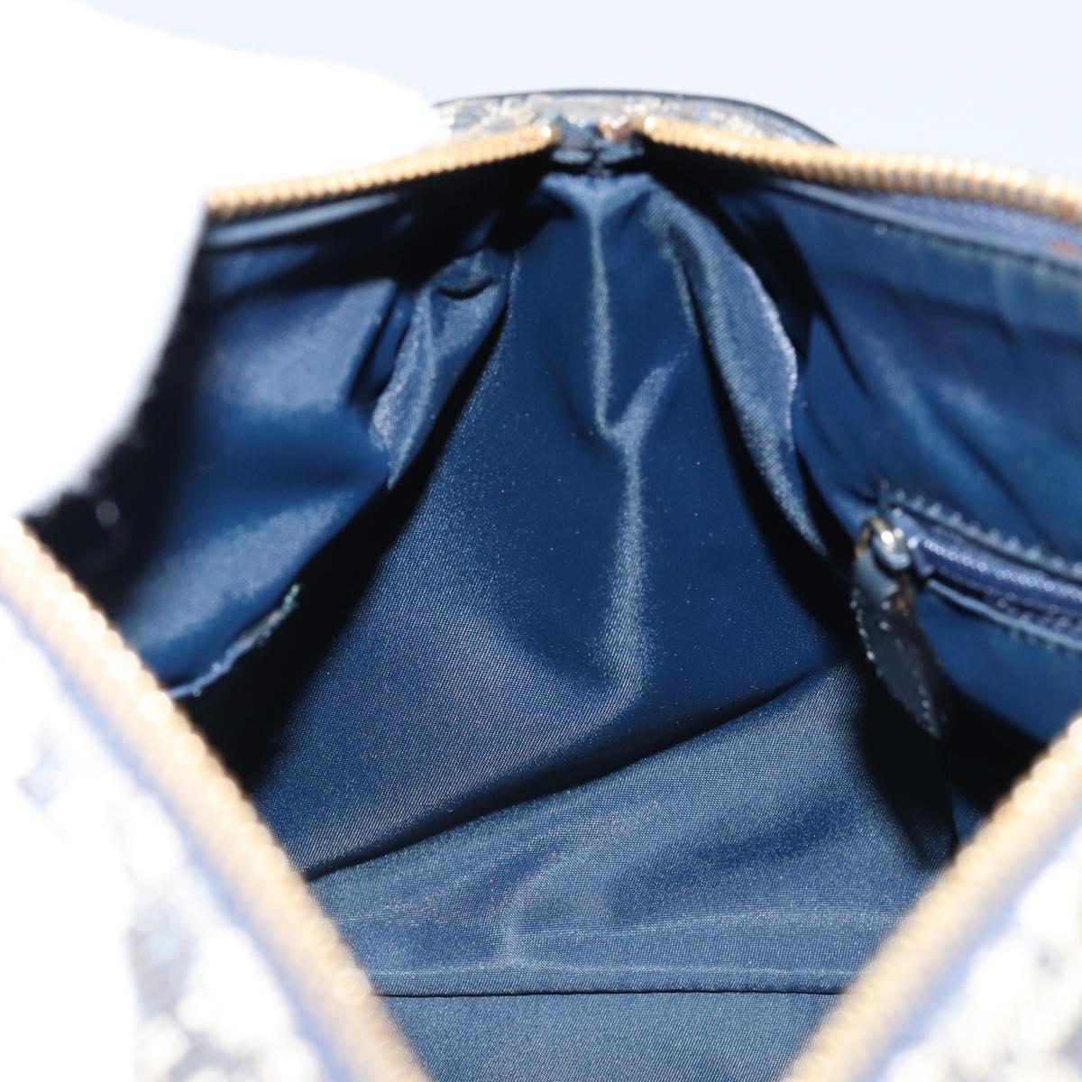 Christian Dior Trotter Canvas Boston Bag Navy Gold Auth 151399V