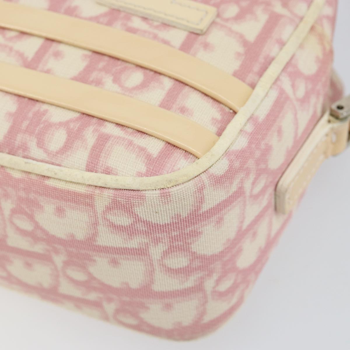 Christian Dior Trotter Canvas Shoulder Bag Pink Silver Auth 151400