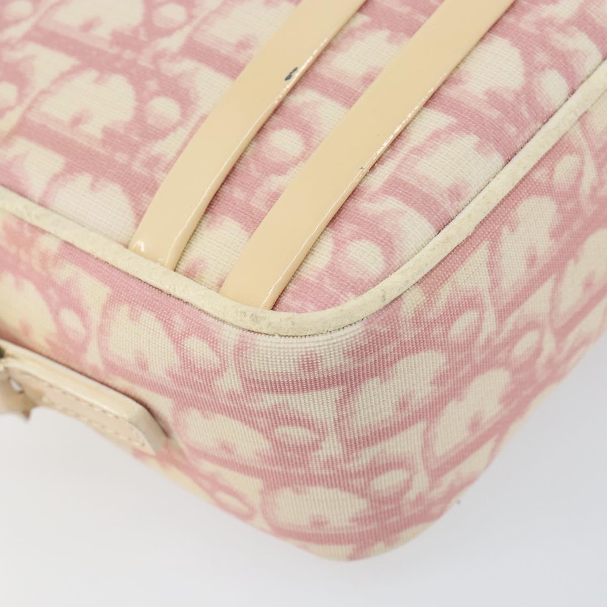 Christian Dior Trotter Canvas Shoulder Bag Pink Silver Auth 151400