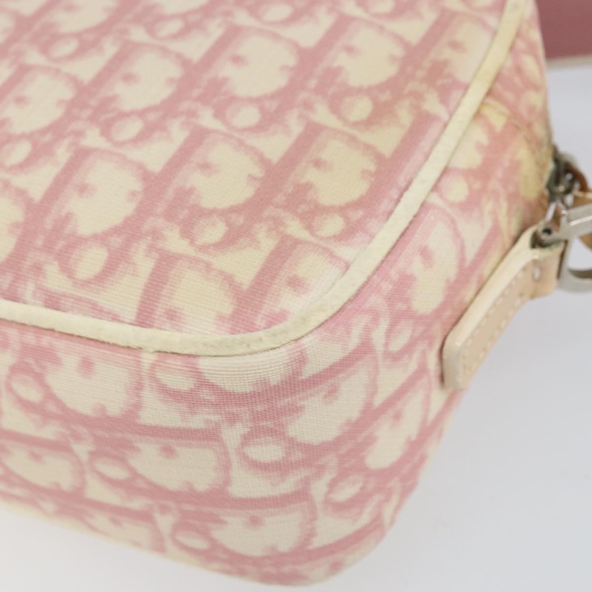 Christian Dior Trotter Canvas Shoulder Bag Pink Silver Auth 151400