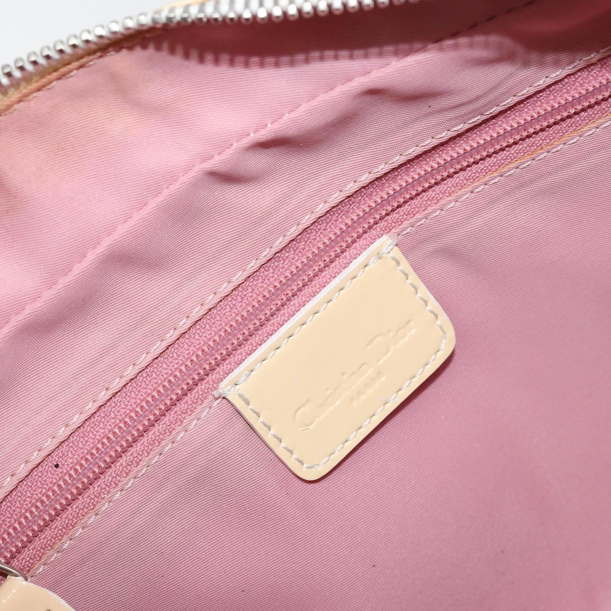 Christian Dior Trotter Canvas Shoulder Bag Pink Silver Auth 151400