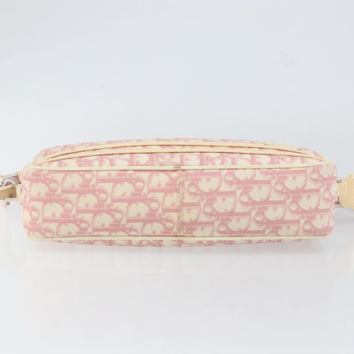Christian Dior Trotter Canvas Shoulder Bag Pink Silver Auth 151400