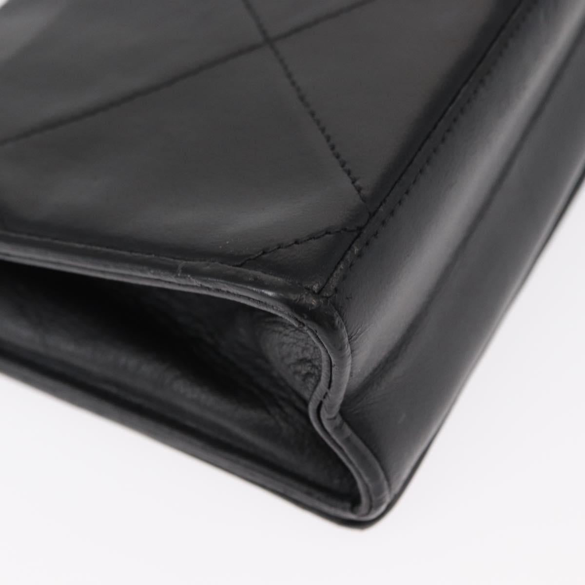 CHANEL Matelasse Chain Shoulder Bag Lamb Skin Black Gold CC Auth 151404