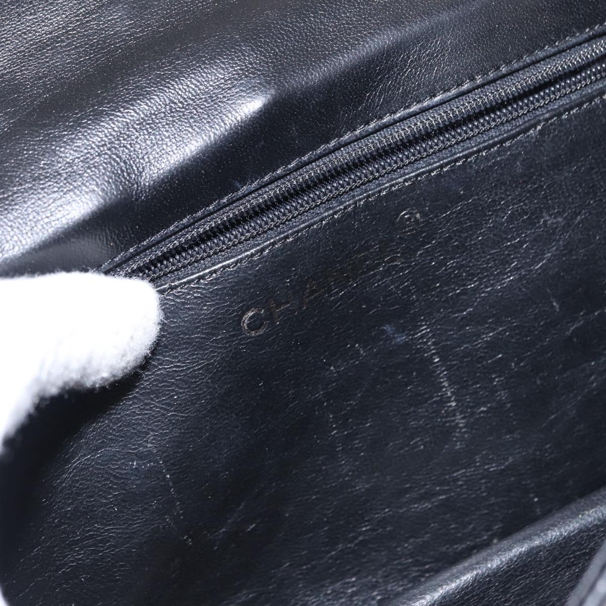 CHANEL Matelasse Chain Shoulder Bag Lamb Skin Black Gold CC Auth 151404